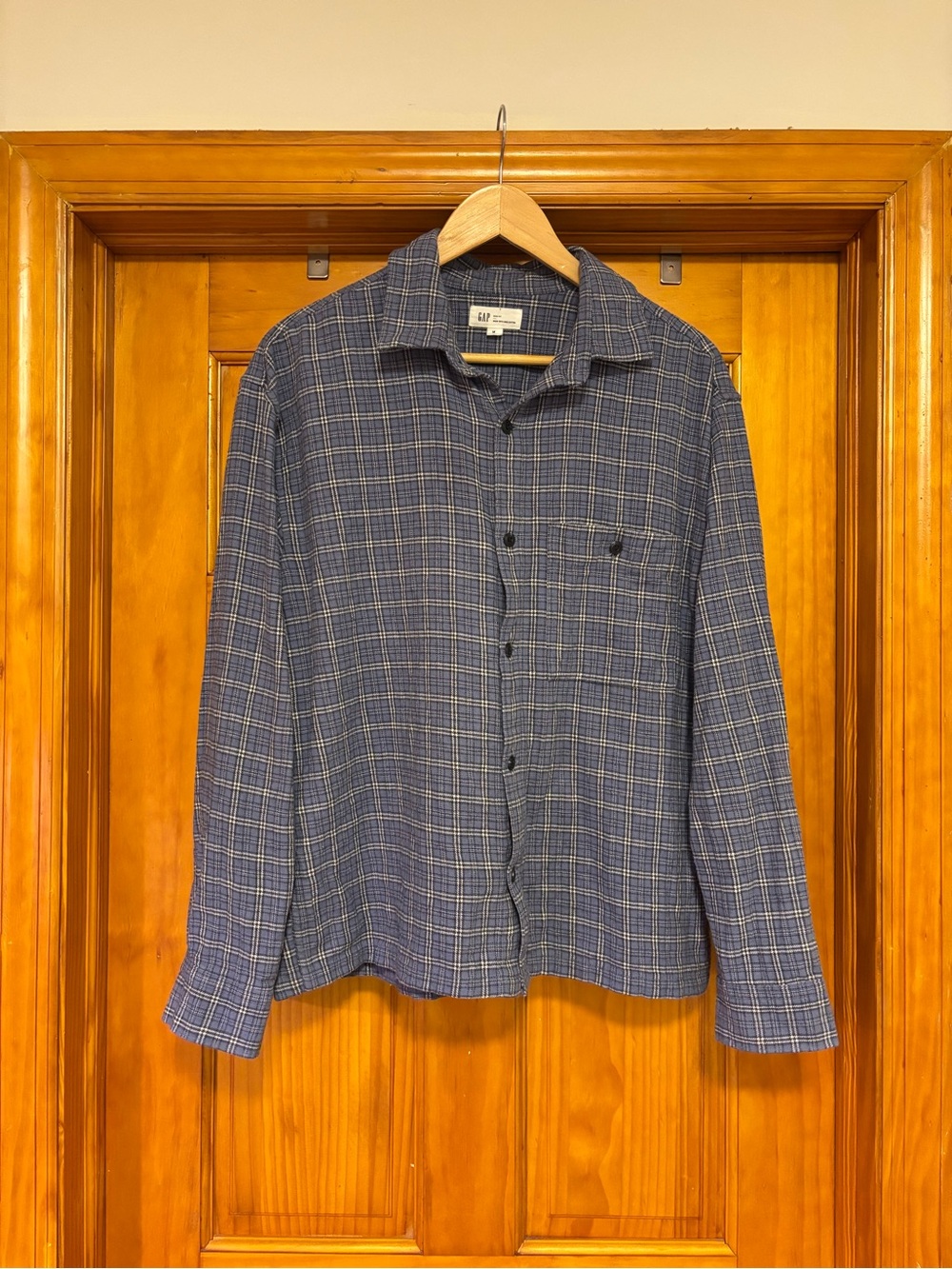 GAP Blue Plaid Boxy Button-Up Shirt